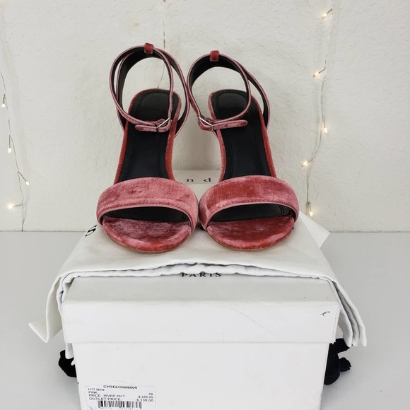 Sandro Nina Pink Velvet Strappy Sandal Siletto 8.5 - Picture 9 of 10